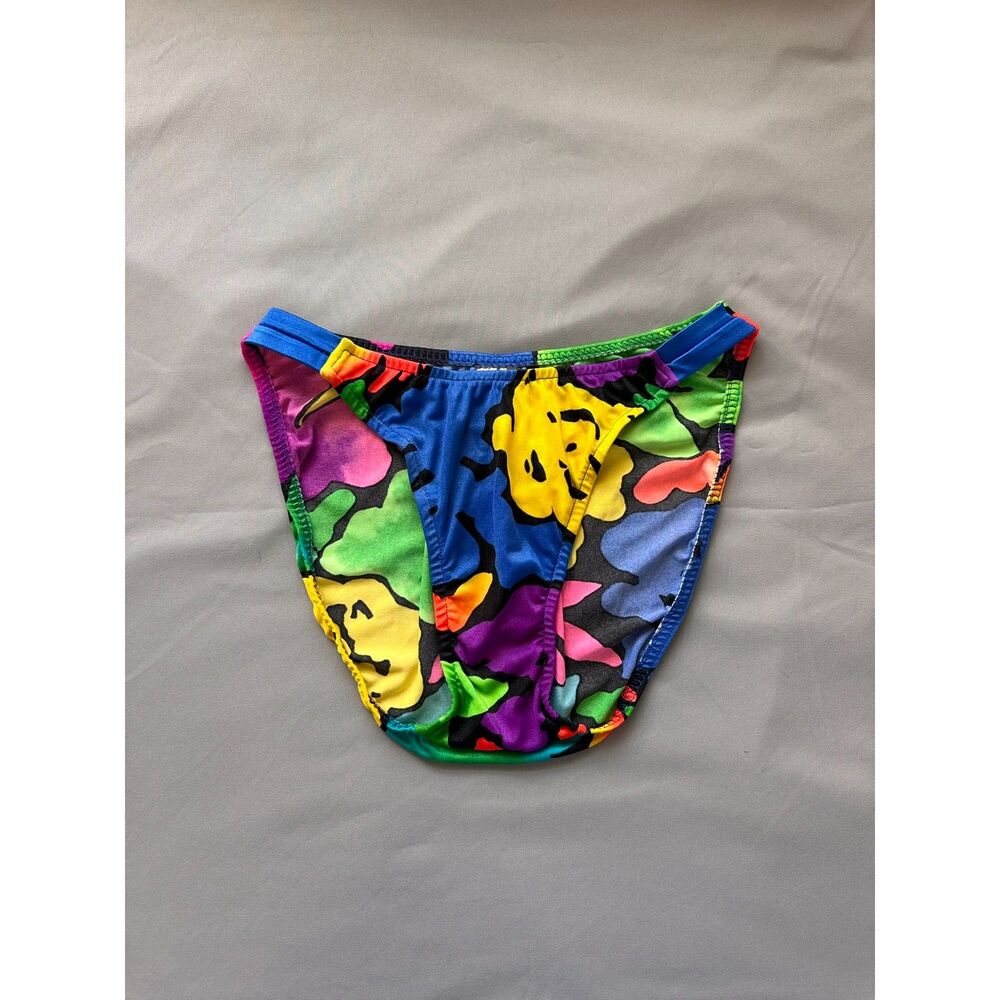 Vintage 80s 90s Jantzen High Waisted Bikini Bottoms Neon Retro Design